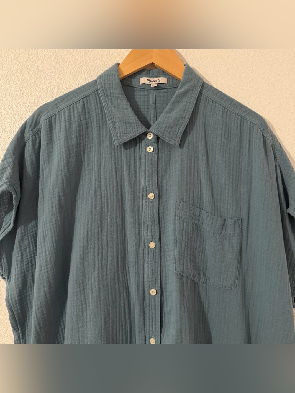 Madewell Lightspun Dolman-Sleeve Button-Up Teal Shirt - Summer
Breeze Size XXL - Picture 4 of 10